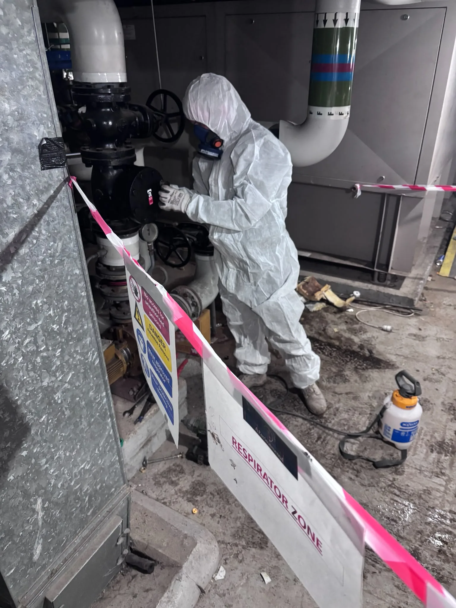 Asbestos artex removal from concrete soffit in Peckham